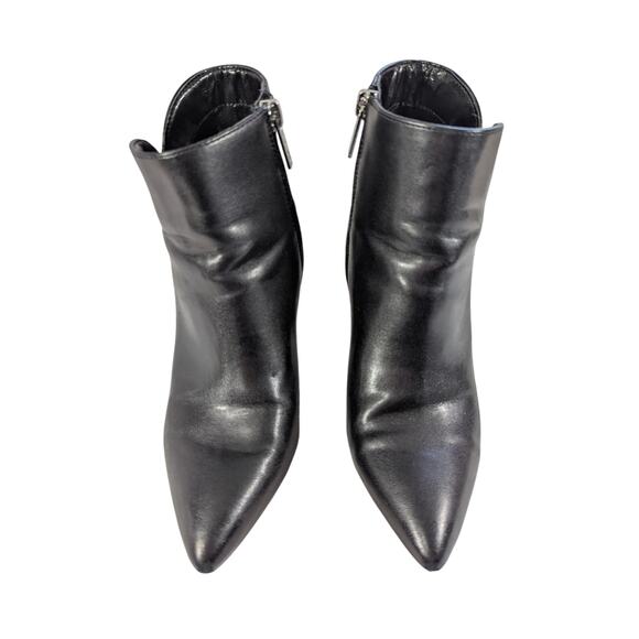 UNISA! MILANI BLACK VEGAN LEATHER CHUNKY HEEL, POINTY TOE ANKLE BOOTS! SZ 5.5M - Picture 4 of 12